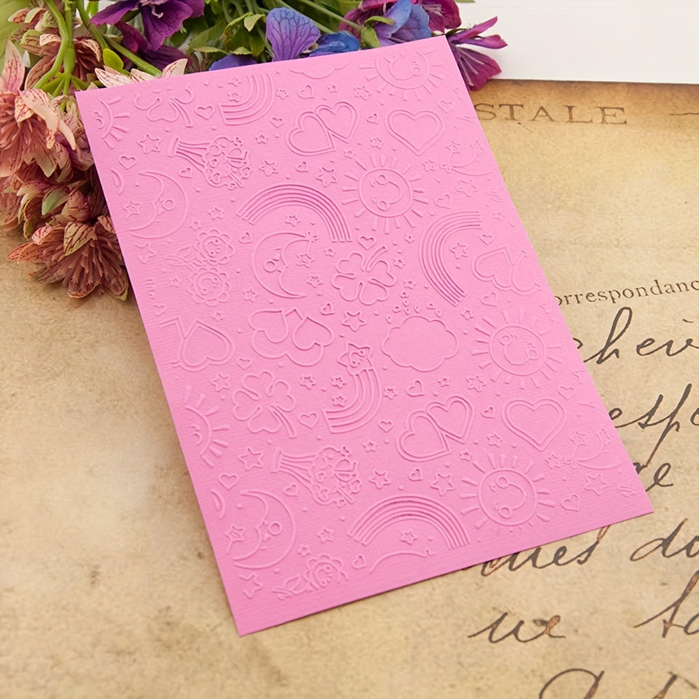 Rainbow Heart Star Sun Plastic Embossing Folders for Scrapbooking