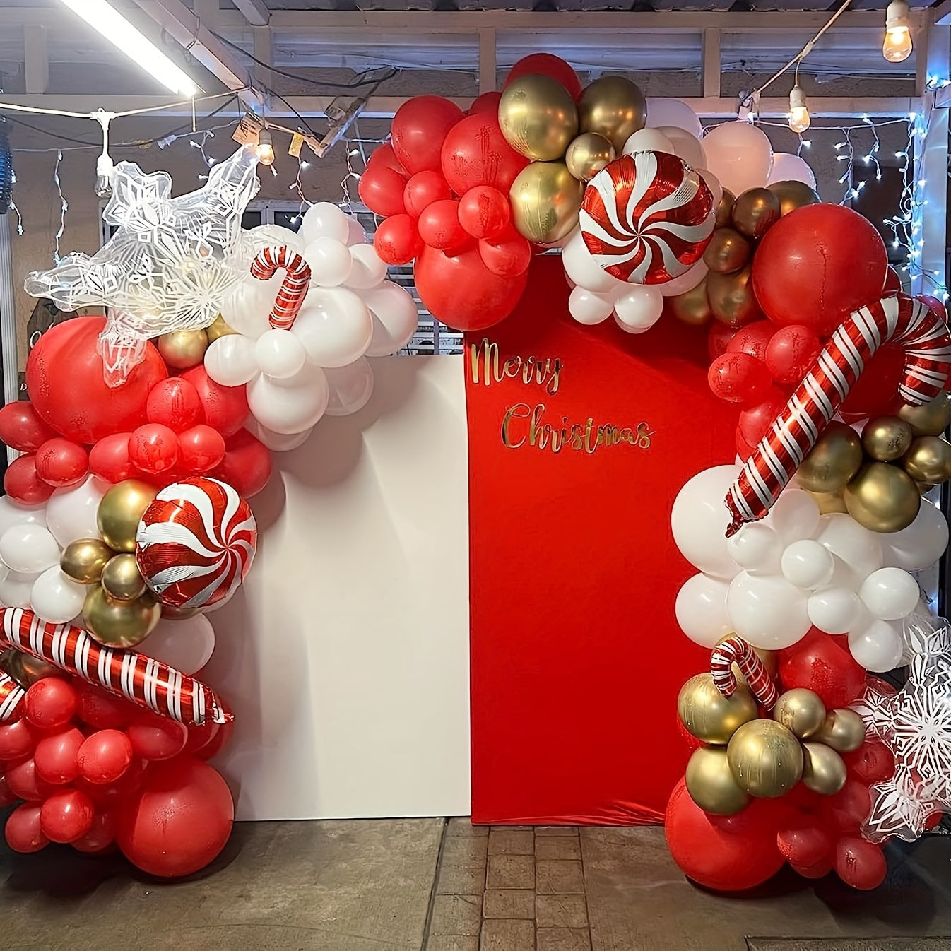Red Golden Balloon Garland Arch Kit Christmas Birthday Wedding