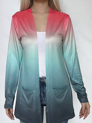  Ombre Long Sleeve Open Front Cardigan