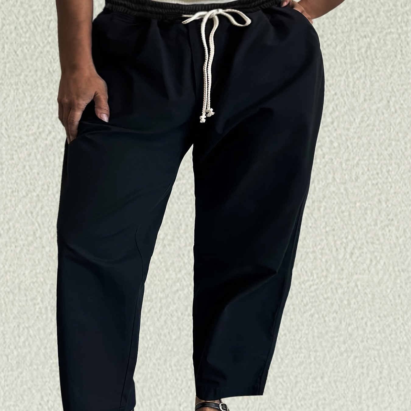  High Rise Stretch Straight Leg Pants With Pockets