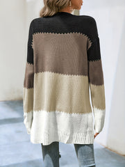 Striped Block Cardigans V Neck Loose