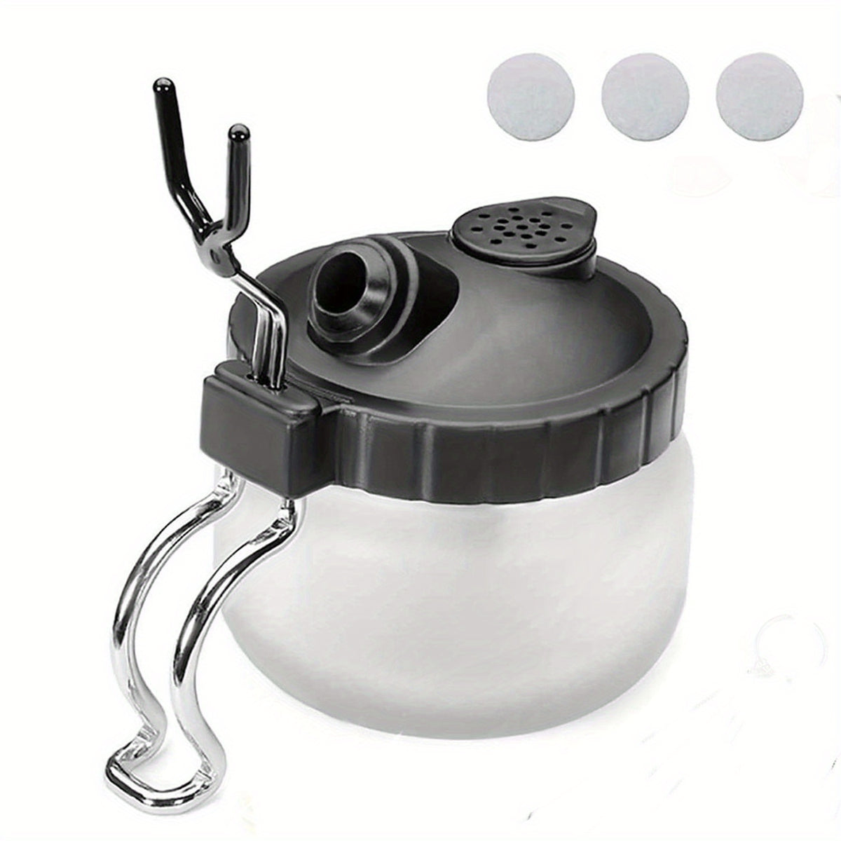 Airbrush Cleaning Pot Spray Gun Washing Glass Jar with Air Filter Mat