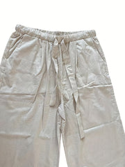  Women's Drawstring High Rise Wide Leg Trousers