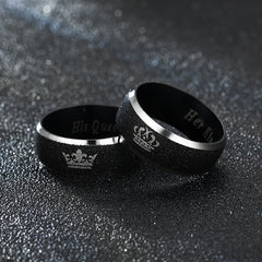 Stainless Steel Couple Crown Ring Set His Queen Her King Engagement Rings