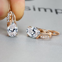 Vintage Oval Cut Marble Zircon Earrings - Bridesmaid Gift