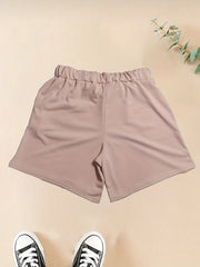  Solid Elastic Drawstring Stretch Shorts
