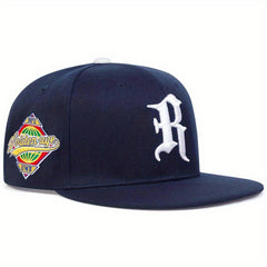 Gothic R Embroidery Snapback Hat Solid Hip Hop Baseball Cap Unisex