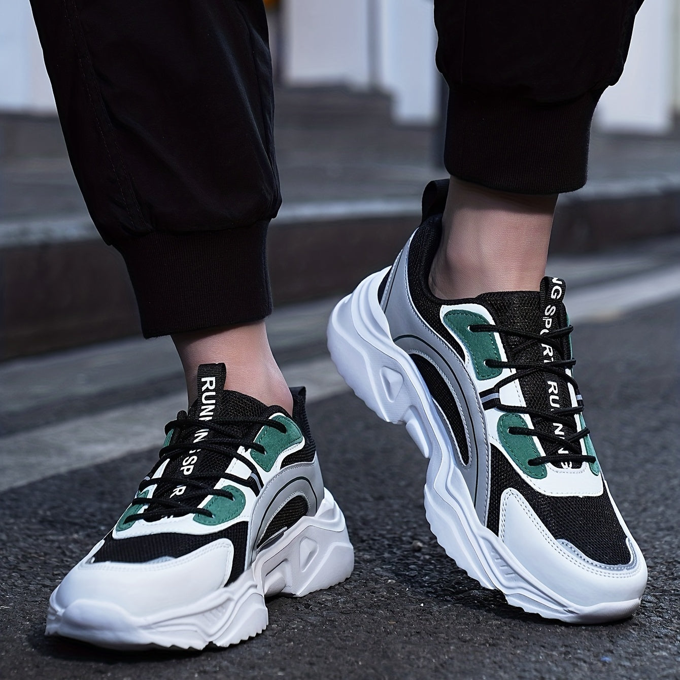 Men's Breathable Chunky Sneakers For Jogging Gym