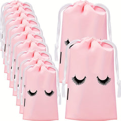 10pcs Pink Reusable Eyelash Extension Cosmetic Bags for Beauty Salon