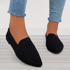 Women's Pointed Toe Ballet Flats Knit Slip On Shoes Casual Breathable