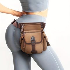 Canvas Tactical Drop Leg Bag Outdoor Waist Pack For Women Pocket