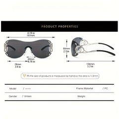 Y2K Snake Charm Sunglasses Gradient Rimless UV400