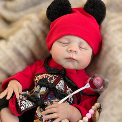 18 Inch Lifelike Reborn Girl Doll with Red Floral Onesie