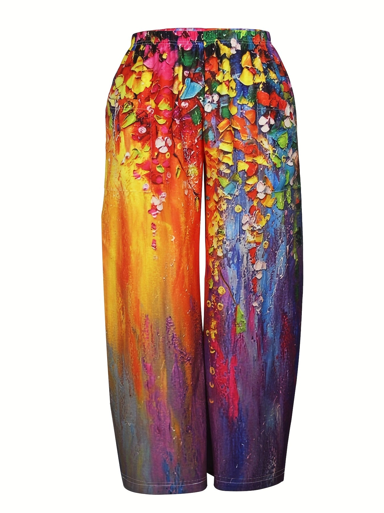  Casual Painting Print Wide Leg Pants