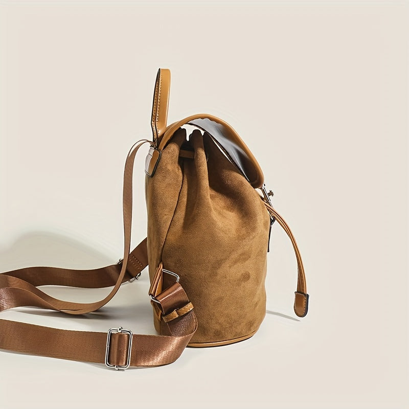 Vintage Solid Backpack Drawstring Rucksack Women's Travel Bag