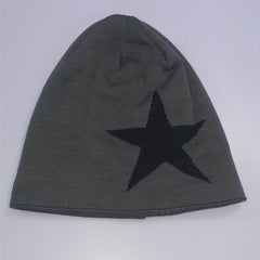 Neutral Large Star Jacquard Plus Velvet Knitted Hat