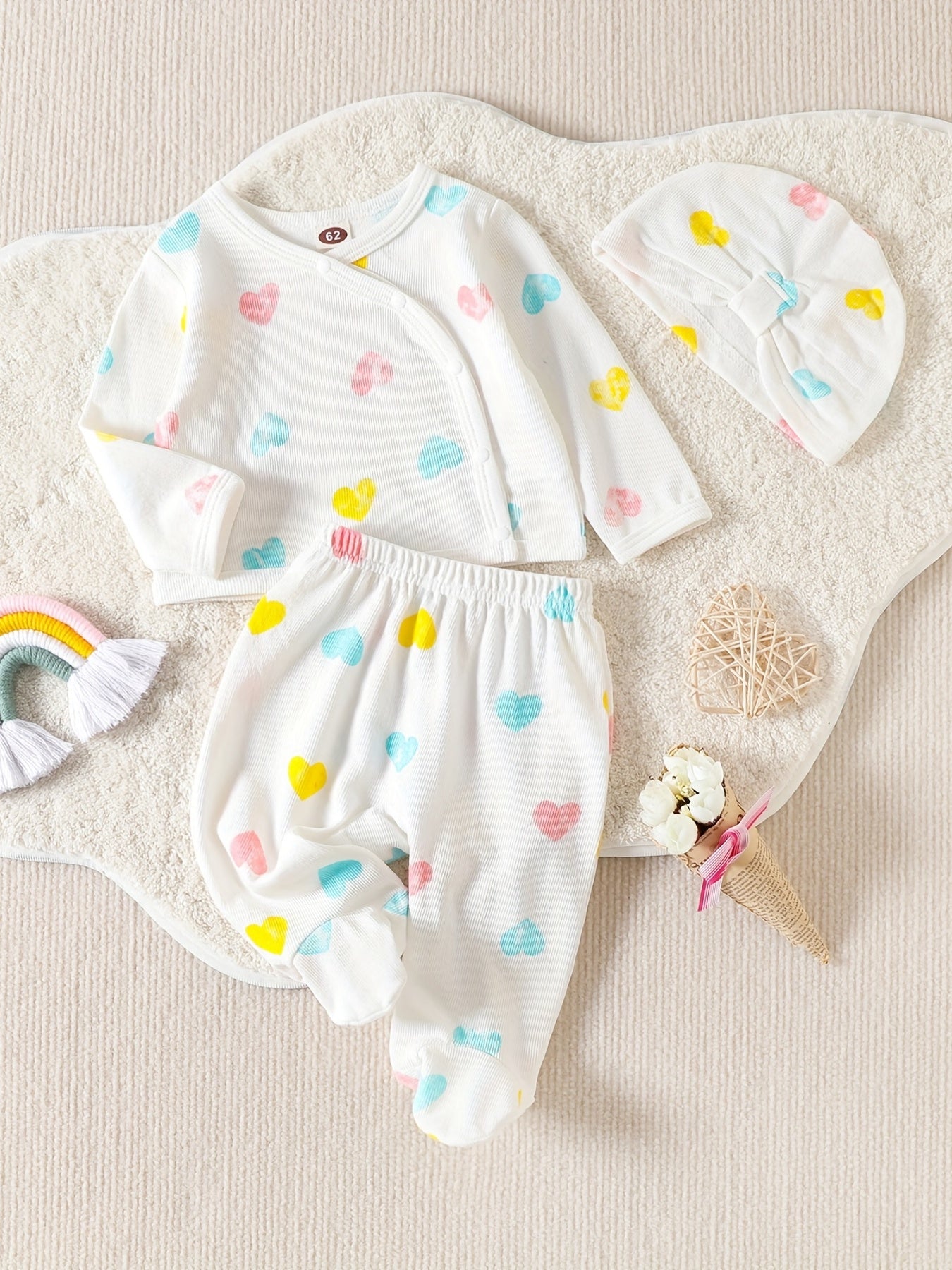 Baby Girls Love Print Button Up Top Pajama Set