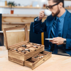 Emfogo 10 Slot Watch Case Wooden Organizer