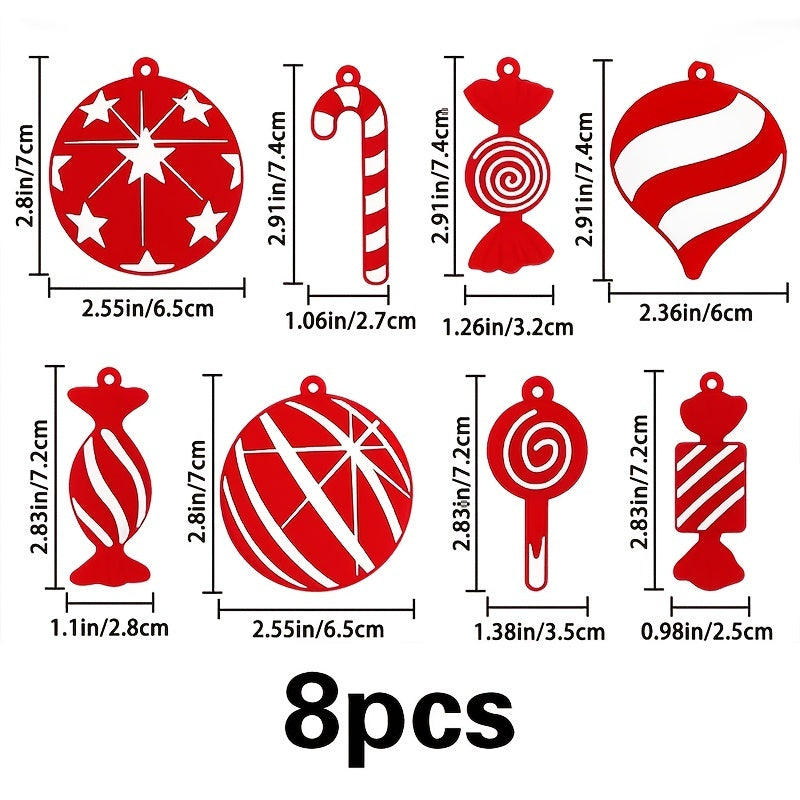 8pcs Red Candy Ornaments for Christmas Party Decoration