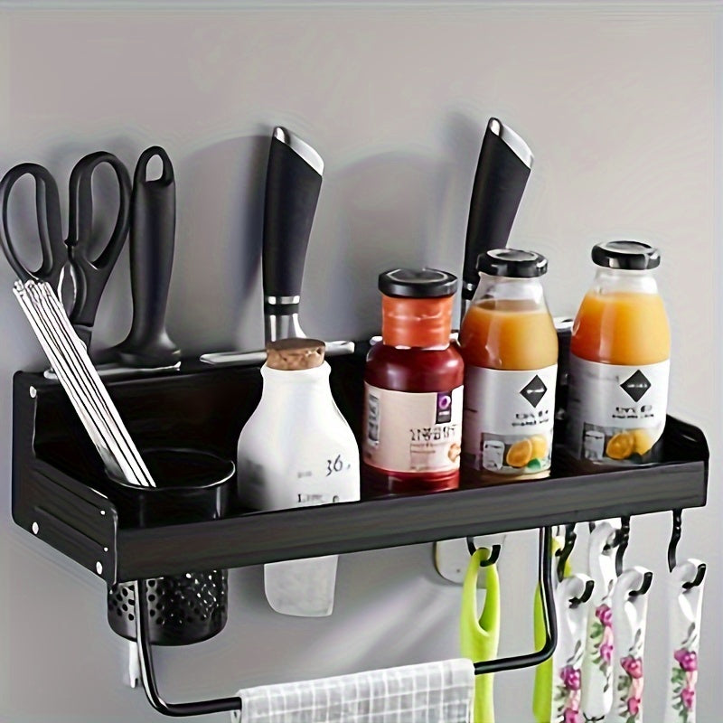 Wall Mounted Spice Organizer Rack with Chopsticks Holder