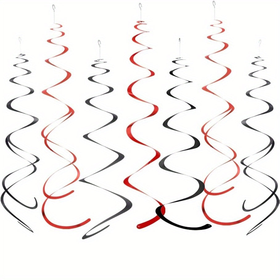 12pcs Red Foil Swirl Hanging Decorations for Party Supplies