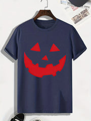Men's Halloween Pumpkin Print T shirt Active Tee