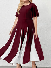  Flutter Sleeve Round Neck A-line Dress