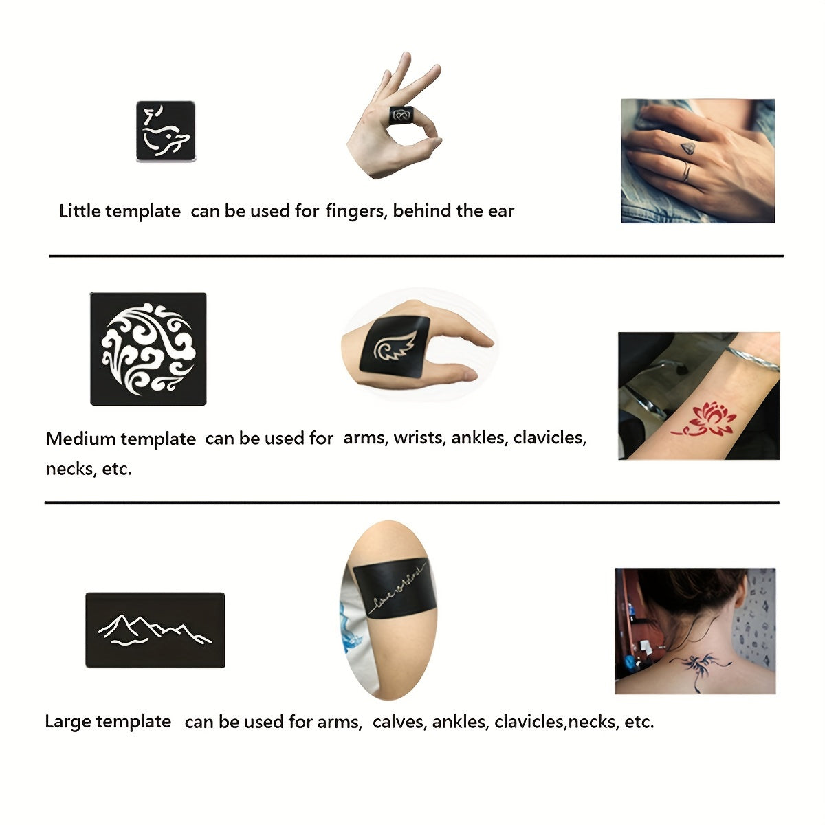 Hollow Tattoo Stencils Set with Transparent Juice Dyeing Paste