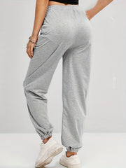 Letter Embroidered Jogger Sweatpants Casual Pocket Drawstring Pants