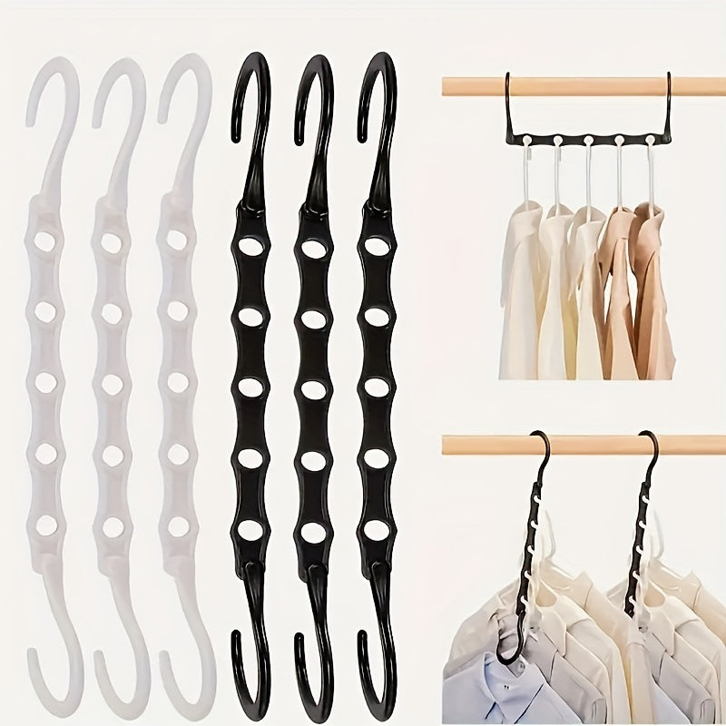 4pcs Plastic Space Saving Hangers 5 Slots Closet Organizer Wrinkle Clothes