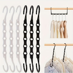 4pcs Plastic Space Saving Hangers 5 Slots Closet Organizer Wrinkle Clothes