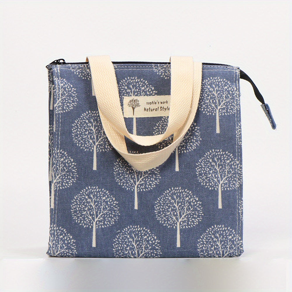 Tree Pattern Insulation Lunch Bag Portable Travel Picnic Bag