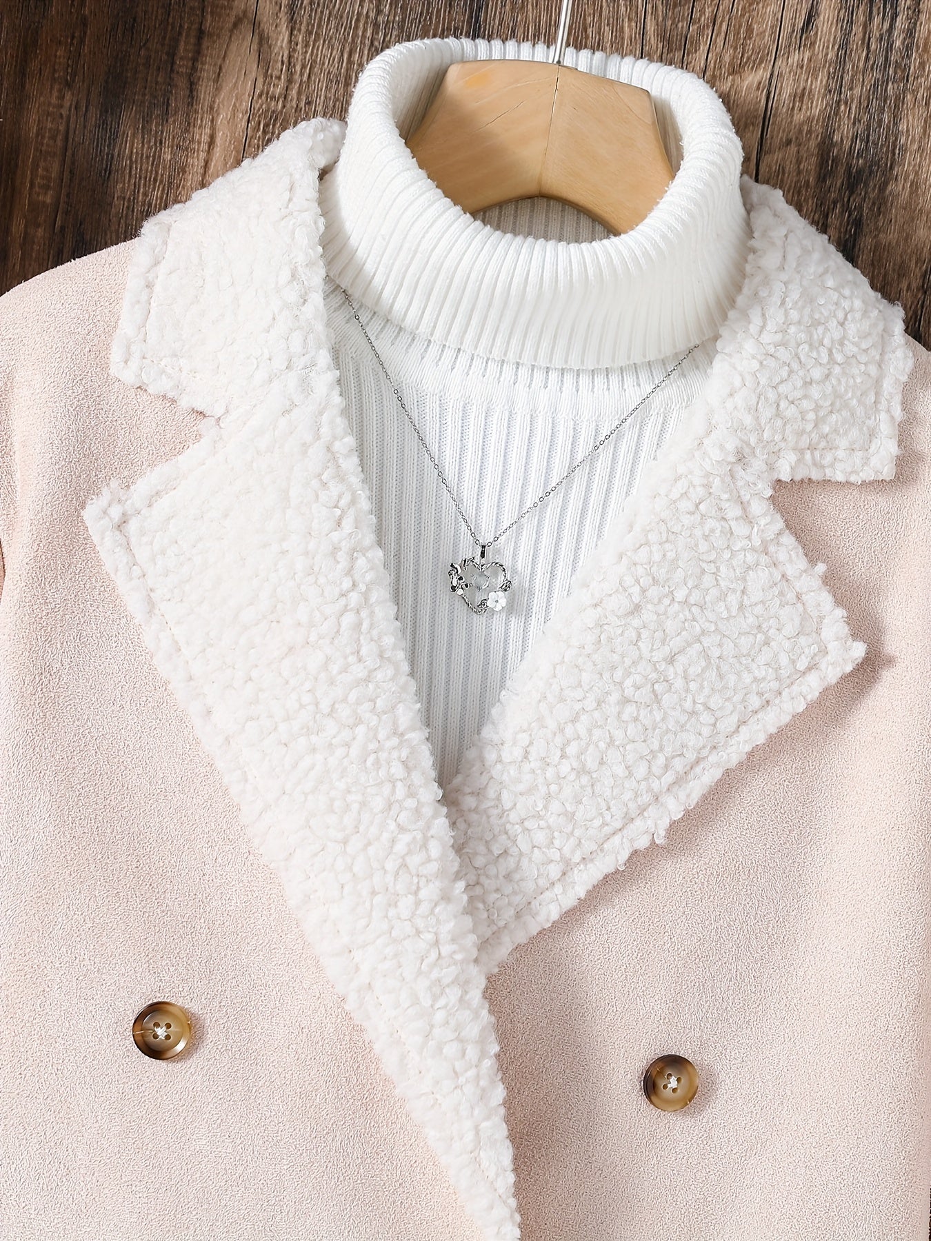 Girls' Winter Coat Fleece Warm Lapel Collar Overcoat