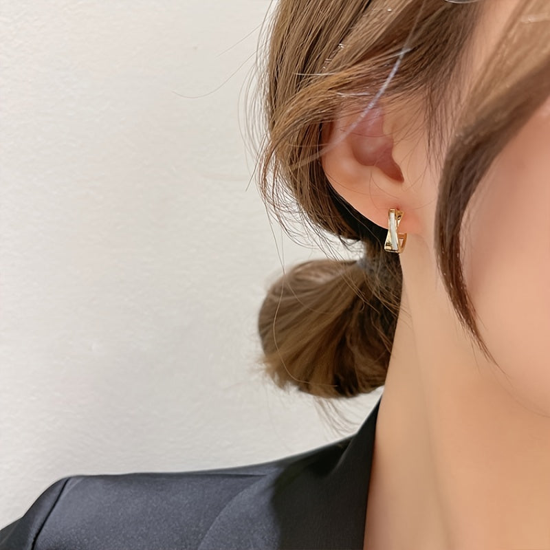 18K Plated Small Hoop Huggie Earrings Ear Buckle Daily Casual