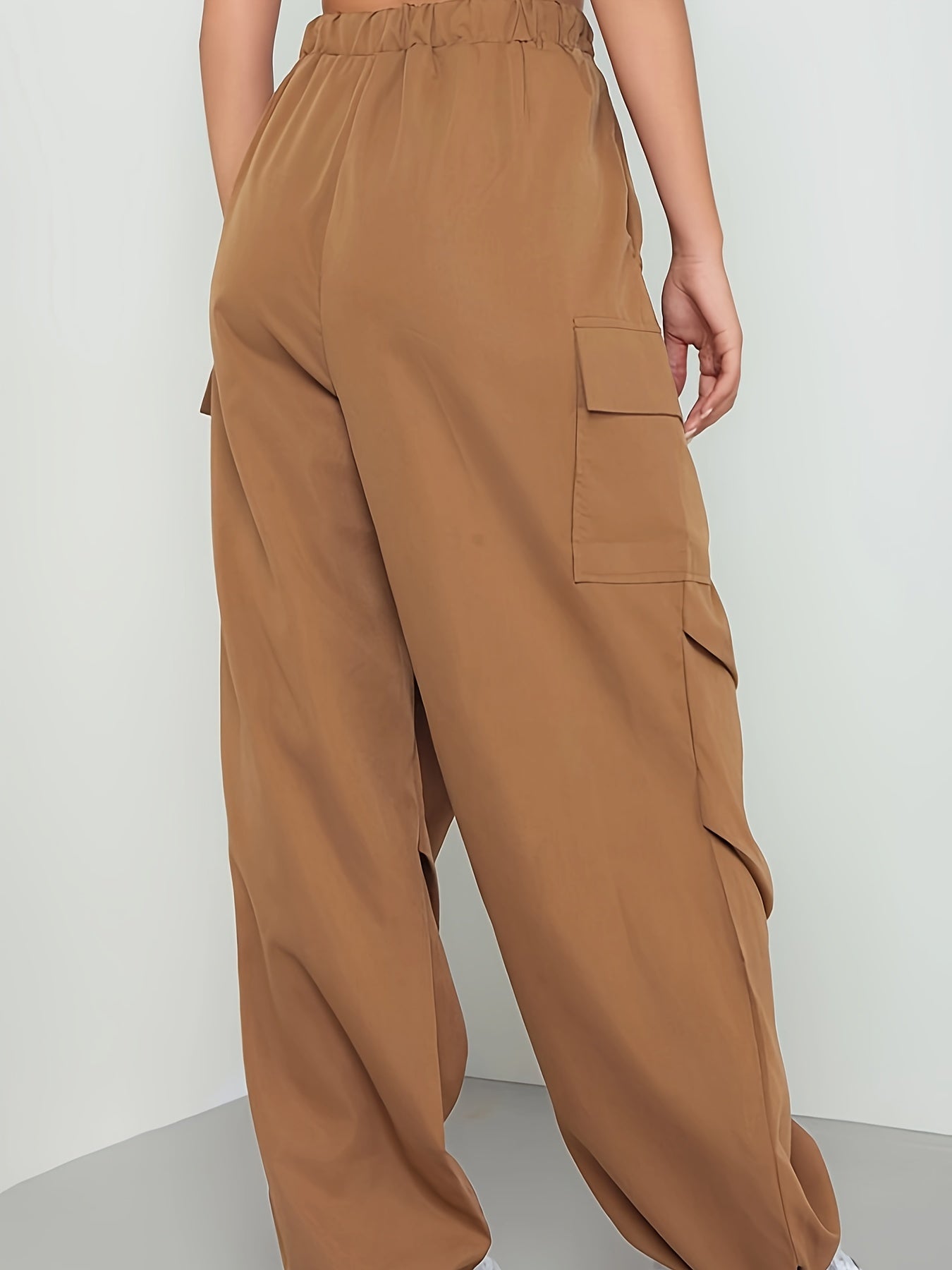 Women's Plus Size Elastic Drawstring Wide Leg Cargo Pants