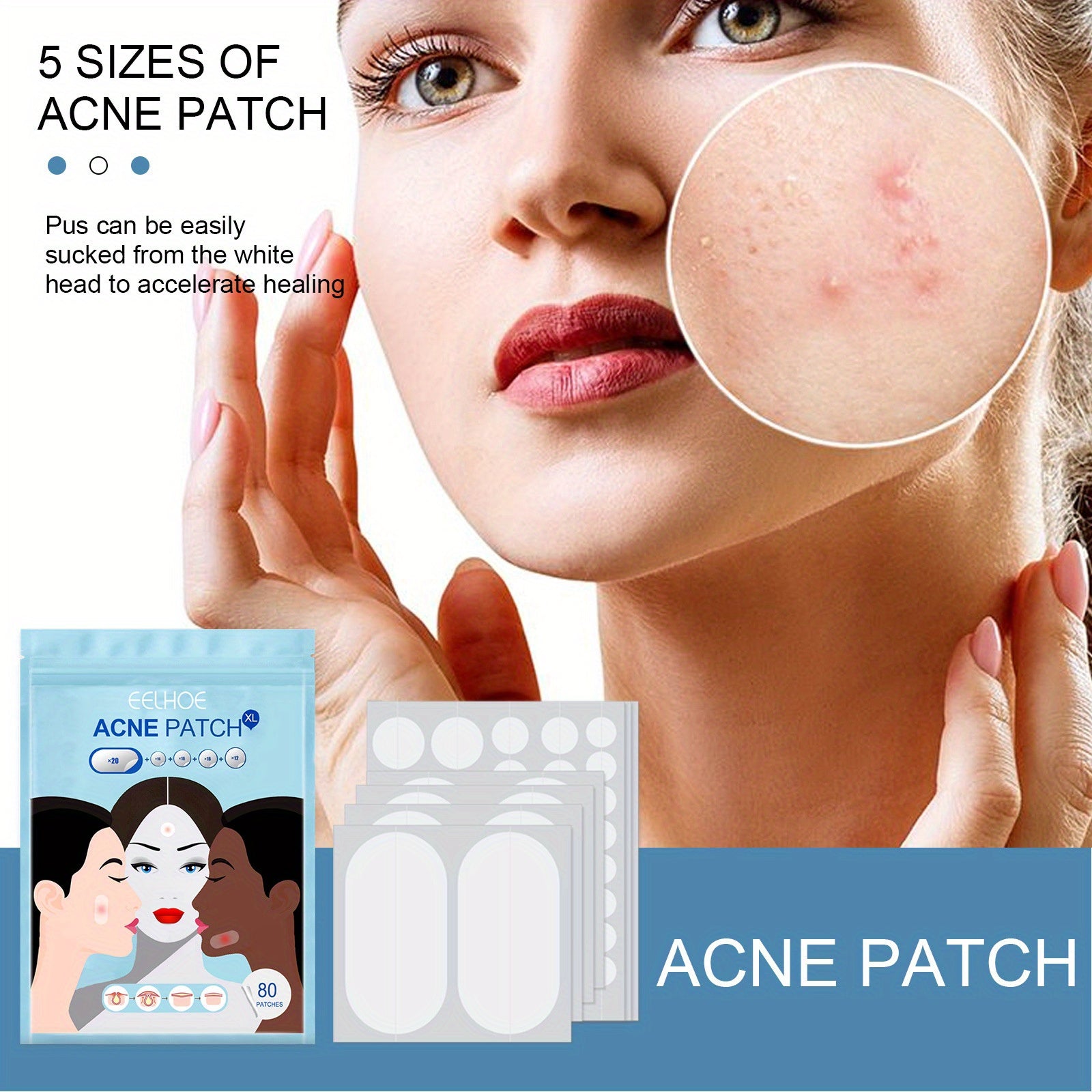 EELHOE Invisible Acne Patch 80 Stickers Waterproof Concealer
