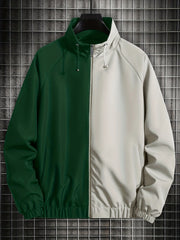 Men's Casual Stand Collar Zip Up Jacket For Spring Fall Outdoor