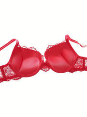 Flower Lace Bra Bow Push Up Lingerie