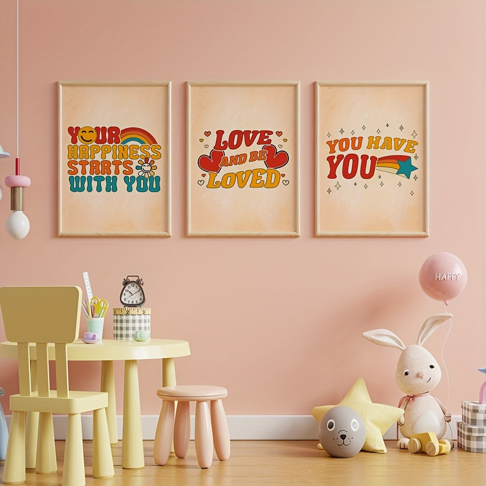 3pcs Boho Style Quotes Posters for Kids Room Decor, A4 A3