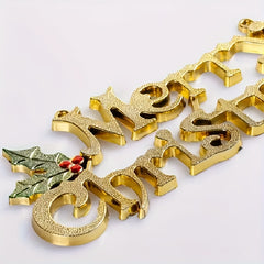 1pc Classic 3D Merry Christmas Letter Ornament Festive Plastic Decoration