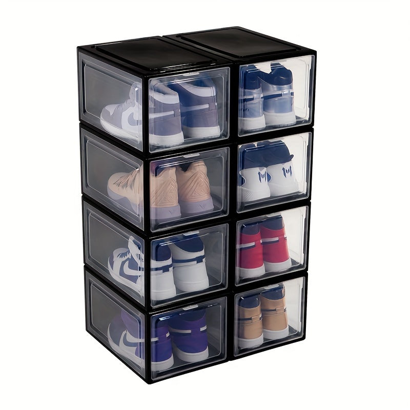 Plastic Shoe Rack Box With Door Shoe Storage Box Dust-proof Stackable Shoe Cabin