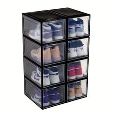 Plastic Shoe Rack Box With Door Shoe Storage Box Dust-proof Stackable Shoe Cabin