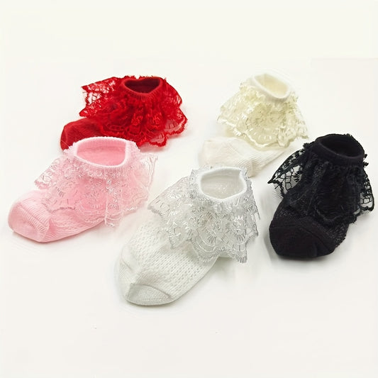 3 Pairs Baby Lace Princess Socks  Newborn Mesh Breathable Socks