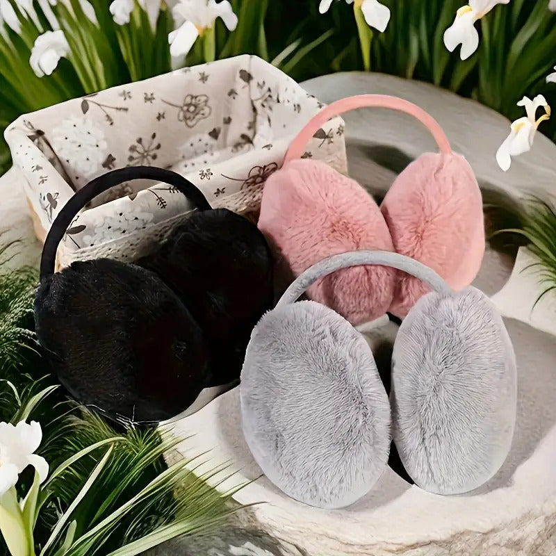 Women's Beige Ear Muffs Warm Winter Ear Warmers for Outdoor Hiking