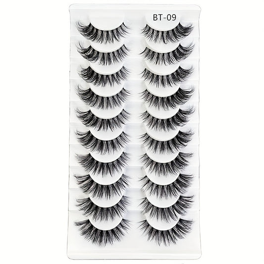 10 Pairs Natural Cross Volume False Eyelashes D Curling