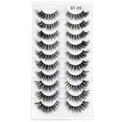 10 Pairs Natural Cross Volume False Eyelashes D Curling