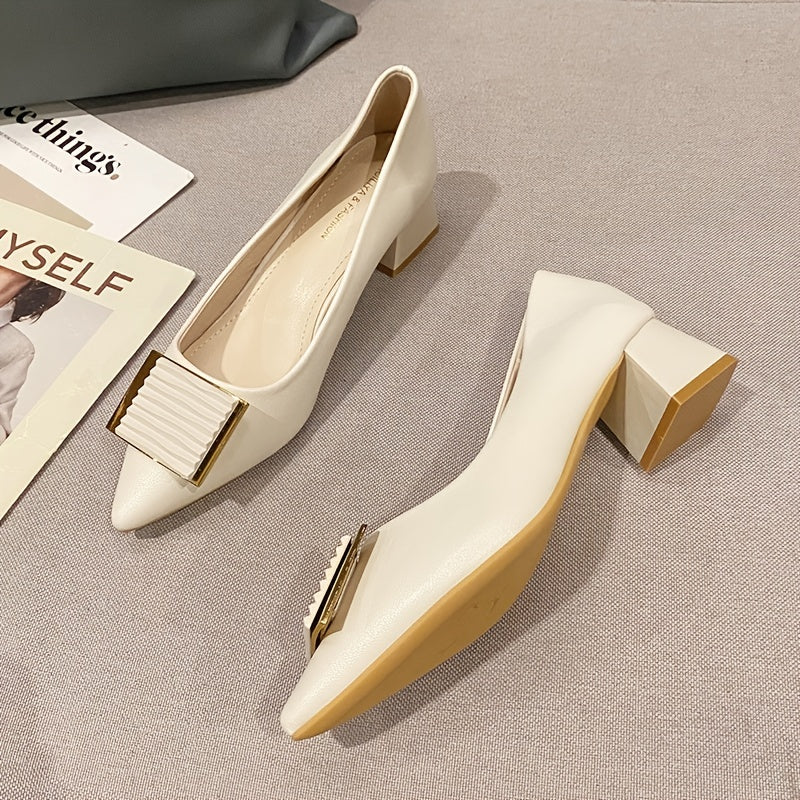 Women's Pointed Toe Shoes with Metal Decor