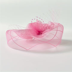 Pink Veil Head Piece Floral Hair Accessories With Clip