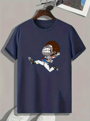 Cartoon Boy Print Men's Graphic T-Shirt for Summer