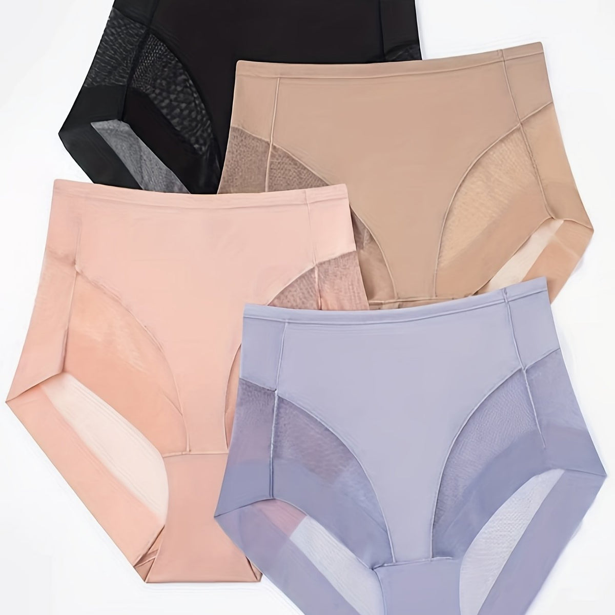 4pcs Mesh Stitching Briefs Comfy & Breathable Intimates Panties